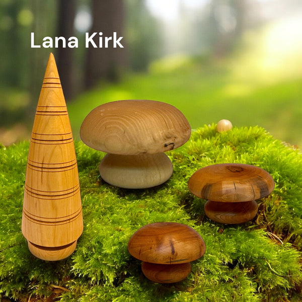 Wooden Mushrooms and Trees by Lana Kirk Woodworks