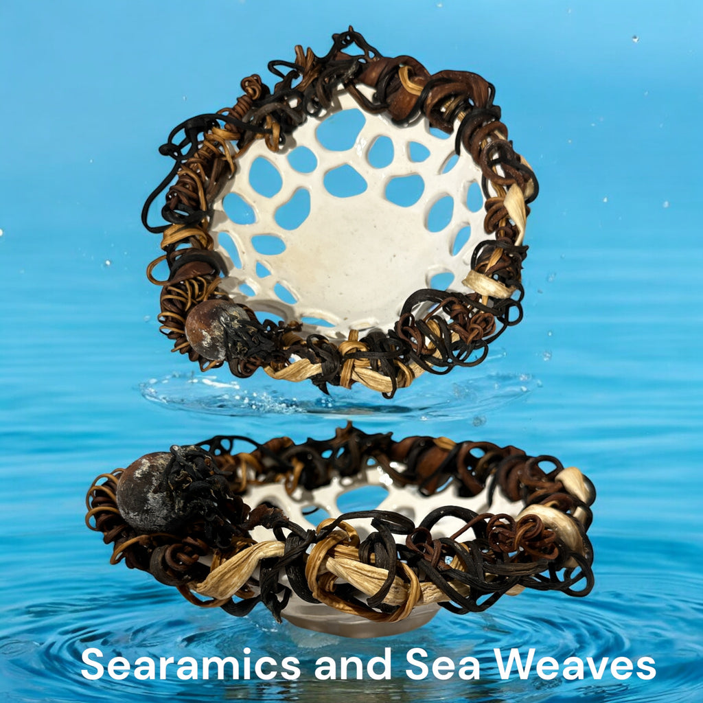 Penny Eder Tafoni Bowl with Kelp Wrap by Sea Weaves