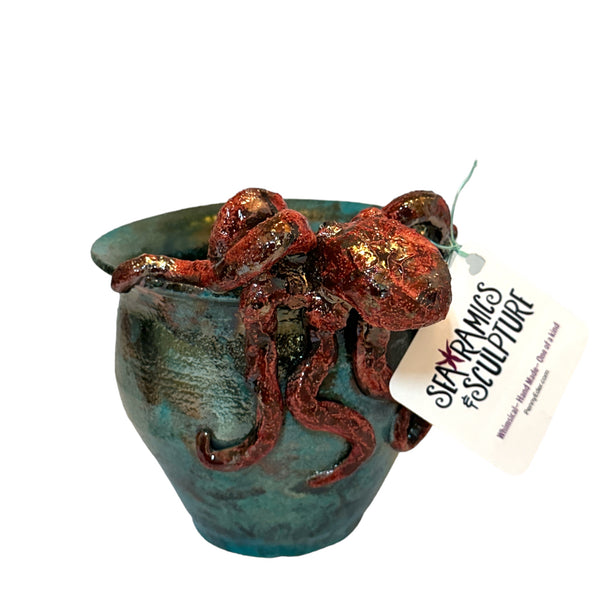 Ed Oldfield Raku Pot with Penny Eder Octopus