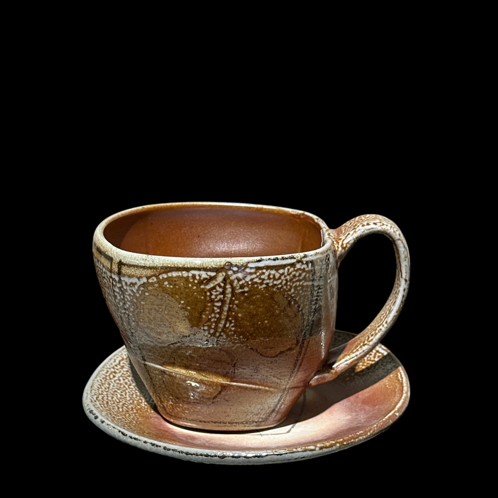 Salt Fired Cup and Saucer Latte Set by Cathi Jefferson