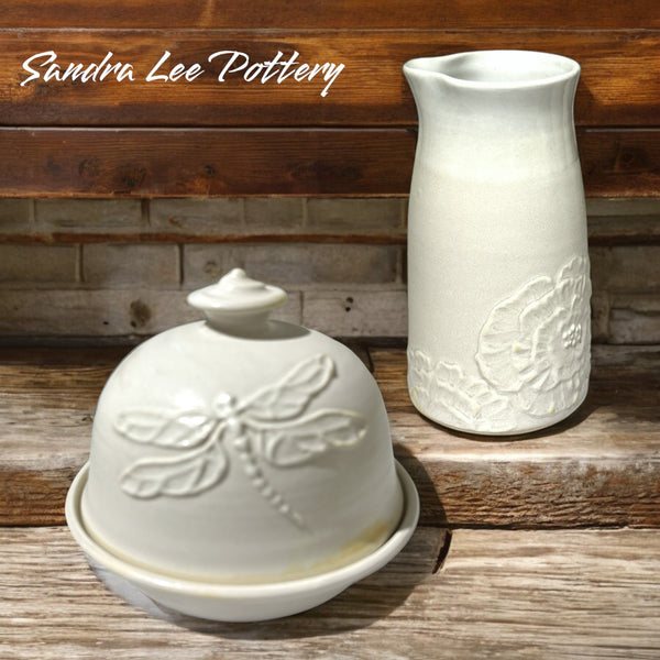 Butter Dish and Creamers by Sandra Lee Pottery