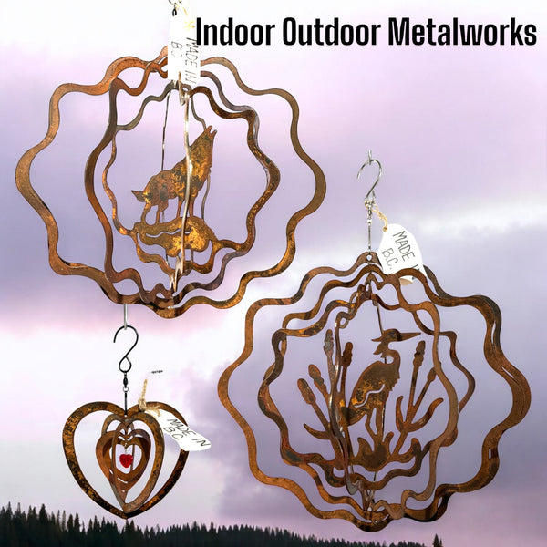 Rusted Metal Hanging Spinners by Indoor Outdoor