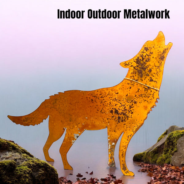 Rusted Steel Wolf by Indoor Outdoor Metalwork