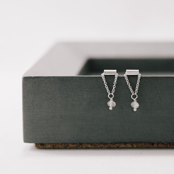 Dewdrop Earrings in Silver with Moonstone